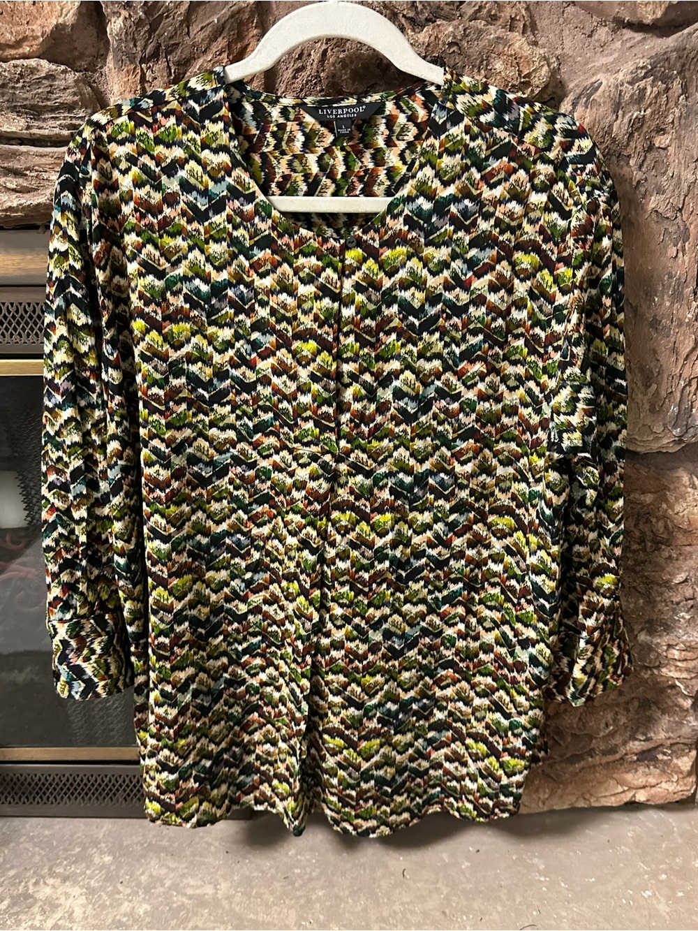 Liverpool Multicolor Chevron Top - Green, Brown, Black